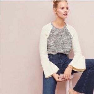 Dolan Left Coast Collection Bell Sleeve Sweater Black/Cream Womens Medium